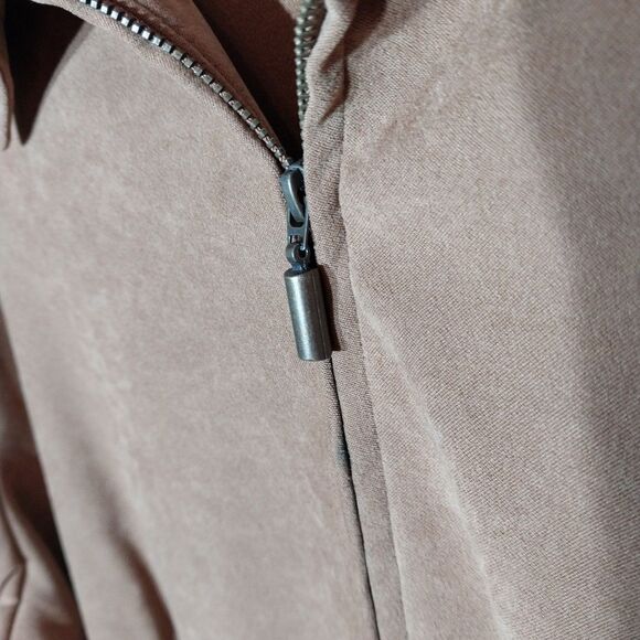 Briggs New York Womens Faux Suede Jacket Sz 24W Brown Full Zip Buttery Soft Cozy - Picture 2 of 9